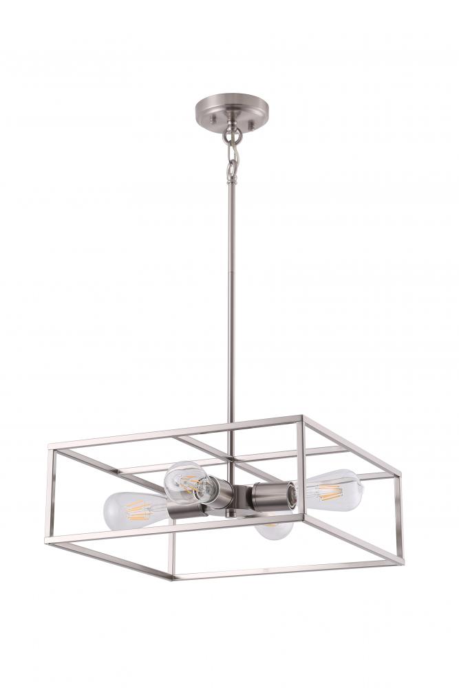 16" 4X60 W Pendant in Satin Nickel finish with replaceable socket rings in Satin Nickel
