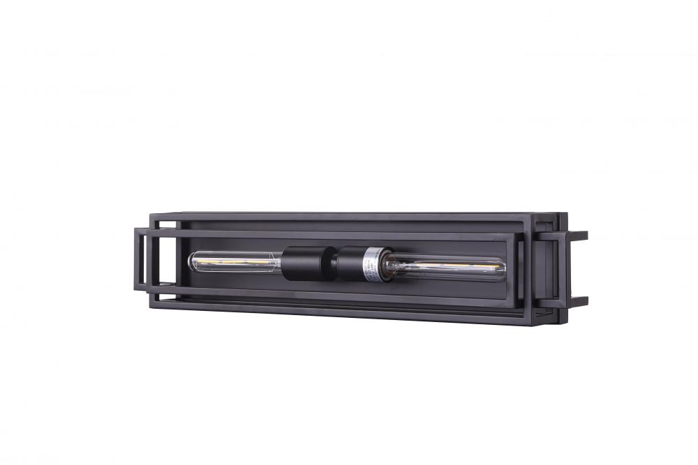 24" 2x 60W E26 W rectangular Vanity light in black finish