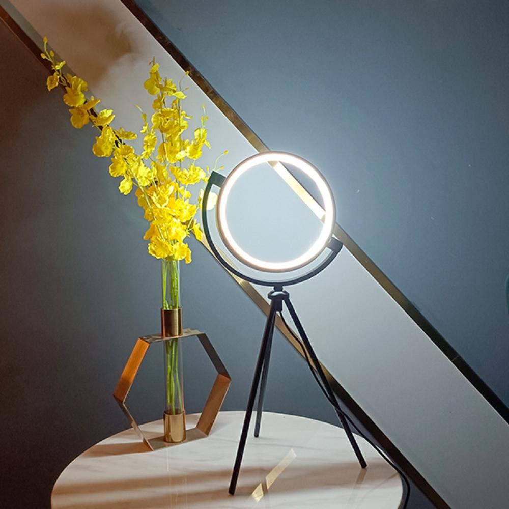 Circle Table Lamp, Aluminum + PMMA, Size: 45 cm, Color: 3500K Light body color: Black