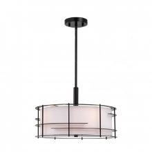 Lit Up Lighting LIT2732BK-WH - 16" 4x100 Pendant in black metal frame with white shade