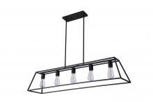 Lit Up Lighting LIT3806BK+MC - 46" Linear Pendant in black finish with replaceable socket rings in Black, Chrome and Gold