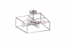 Lit Up Lighting LIT5742SN+MC - 16" 4X60 wSemi-Flush Mount in Satin Nickel finish with replaceable socket rings in Black