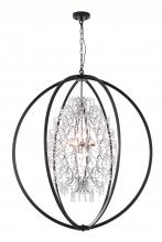 Lit Up Lighting LIT5835BK+CH - 36,12x50W G9 Pendant in black finish with Crystal, comes with 3x12" pipe and 1x6" pipe