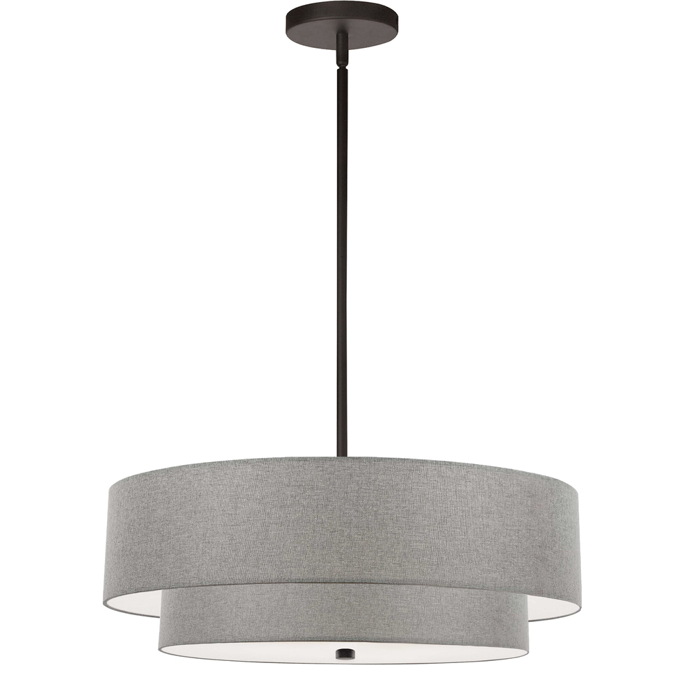 4LT Incand 2 Tier Pendant, MB w/ GRY Shade