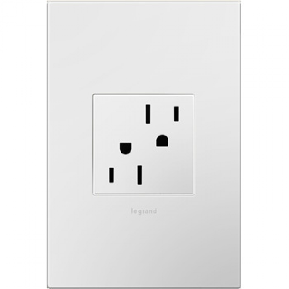 adorne? 15A Dual Tamper-Resistant Outlet with Gloss White Wall Plate