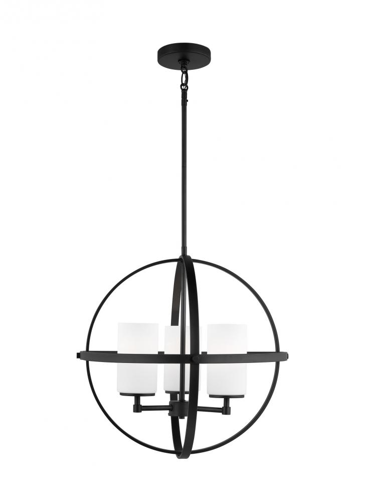 Alturas indoor dimmable LED 3-light single tier chandelier in midnight black finish with spherical s