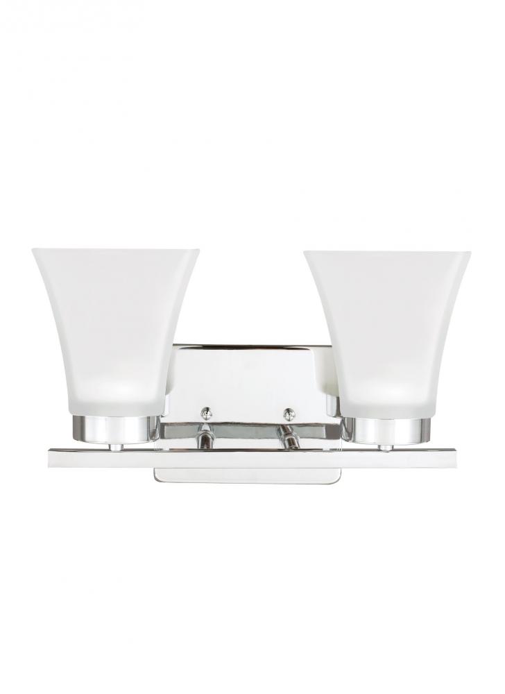 Bayfield contemporary 2-light LED indoor dimmable bath vanity wall sconce in chrome silver finish wi