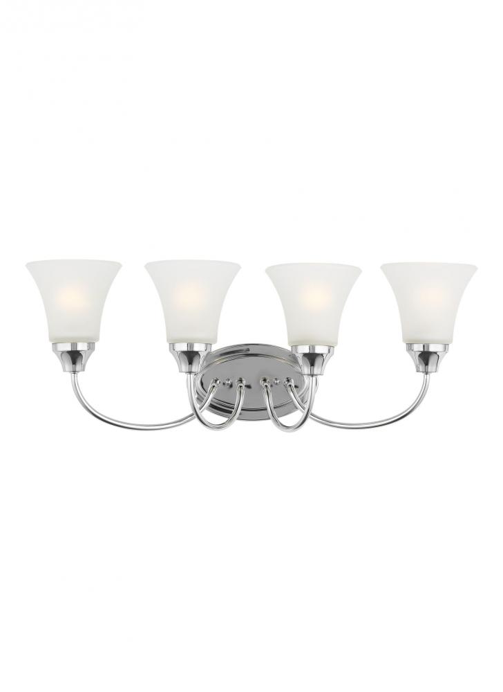Holman traditional 4-light indoor dimmable bath vanity wall sconce in chrome silver finish with sati