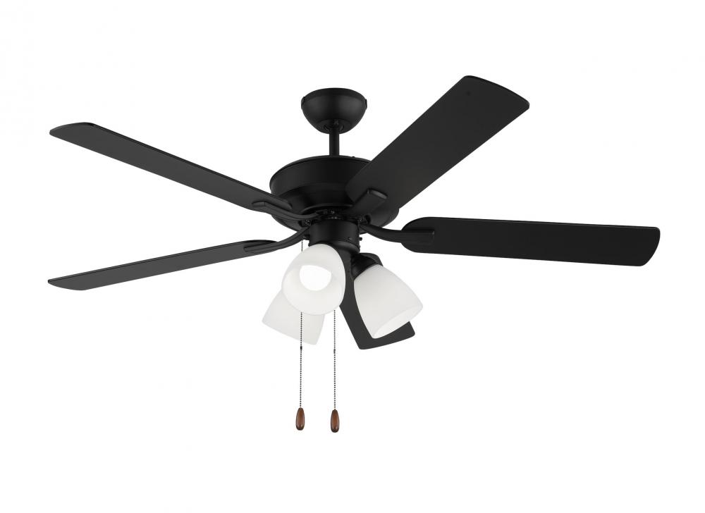 Linden 52 Inch Traditional Indoor Midnight Black LED Dimmable Dual Mount Hugger Ceiling Fan