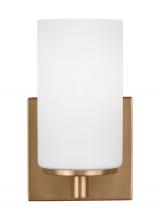 Generation Lighting 4139101-848 - Hettinger traditional indoor dimmable 1-light wall bath sconce in a satin brass finish with etched w