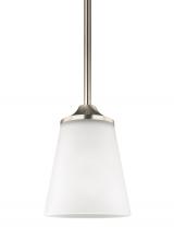 Generation Lighting 6124501EN3-962 - Hanford traditional 1-light LED indoor dimmable ceiling hanging single pendant light in brushed nick