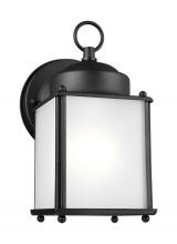 Generation Lighting 8592001-12 - New Castle traditional 1-light outdoor exterior wall lantern sconce in black finish with satin etche