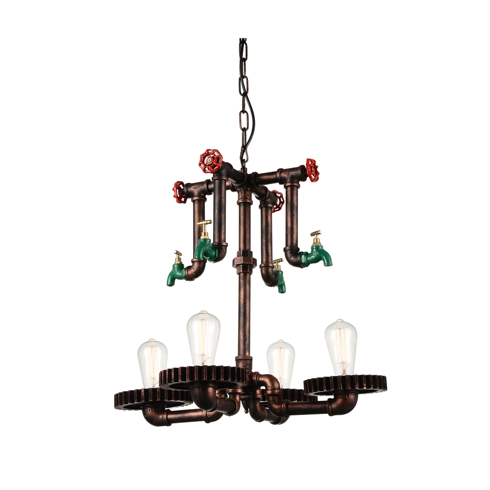Soto 4 Light Up Chandelier With Speckled copper Finish