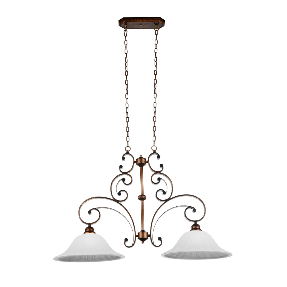 Victoria 2 Light Down Chandelier With Antique Gold Finish