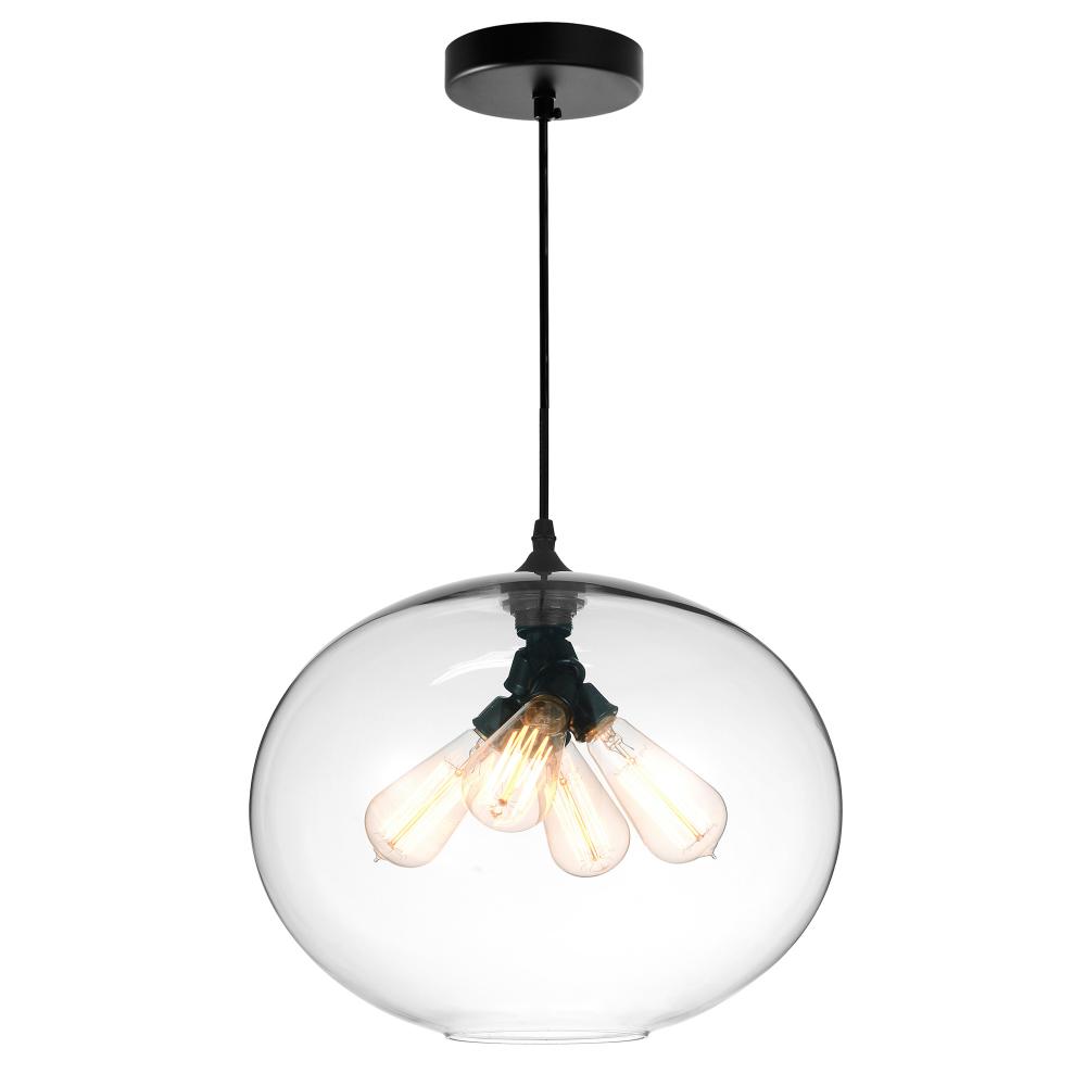 Glass 4 Light Down Pendant With Clear Finish