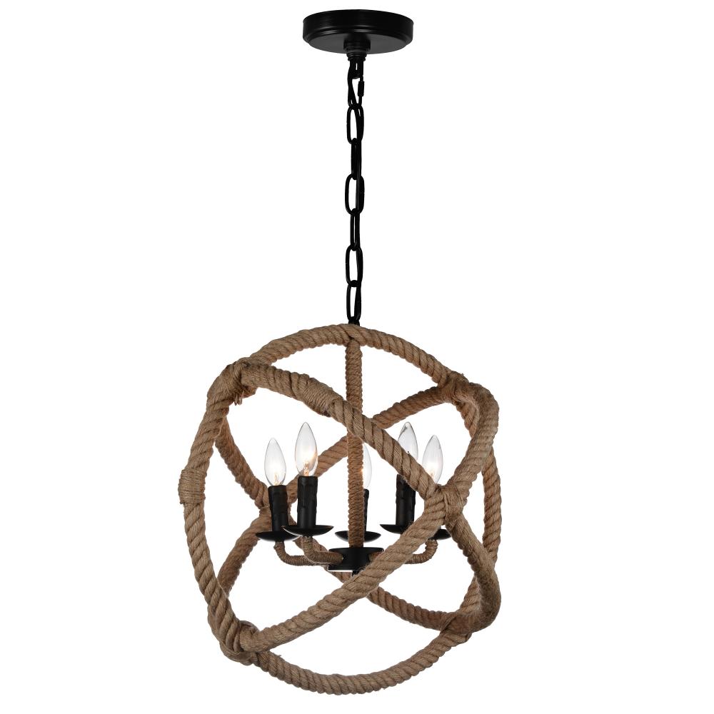 Padma 5 Light Up Chandelier With Black Finish