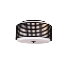 CWI Lighting 5209C15B - Checkered 2 Light Drum Shade Flush Mount With Black Finish