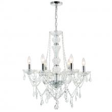 CWI Lighting 8023P24C-6 - Princeton 6 Light Down Chandelier With Chrome Finish