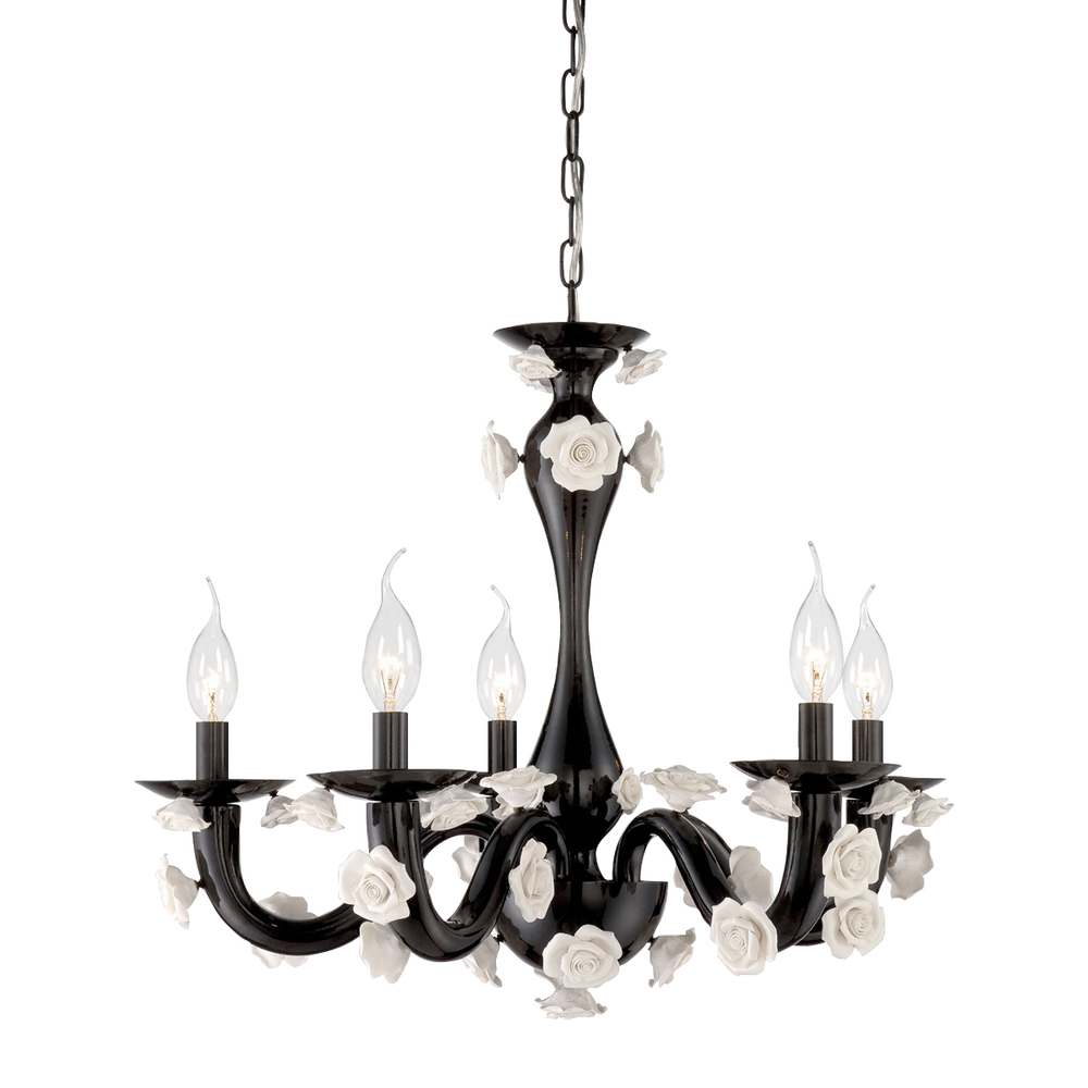 Martina, 5Lt Chandelier, Black/White