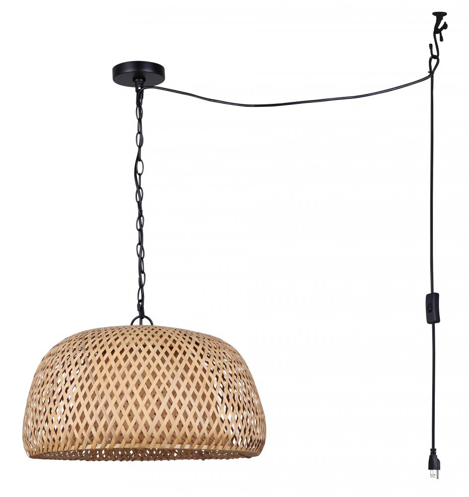 HANOI, MBK Color, 1 Lt Cord Pendant, Bamboo, 60W Type A