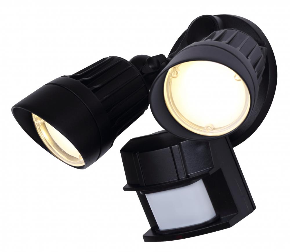 LED Security 2 Heads Lights, 20W, 3000K, 1600 Lumens, 180 Degree Detection Zone, Up to 70'
