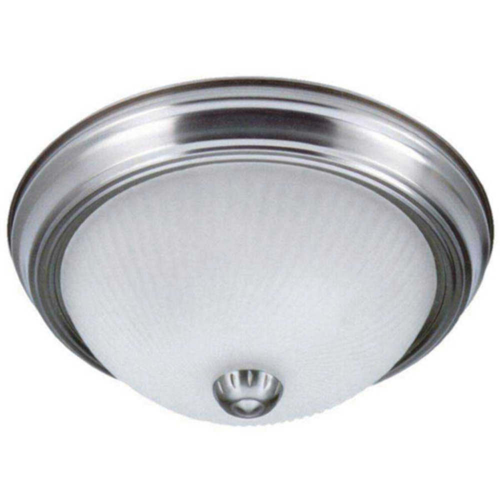 Fmount, 13" 2 Bulb Flushmount, Frosted Swirl Glass, 60W Type A