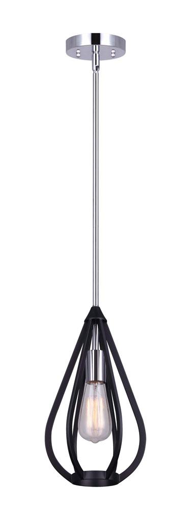 FRANKIE, MBK + CH Color 1 Lt Rod Pendant, 100W Type A, 7.25inch W x 21.75 - 63.75inch H