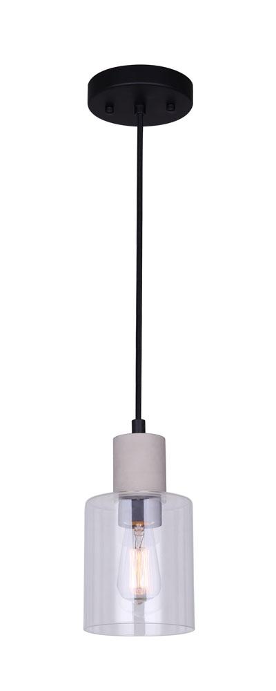 ARNO, MBK + Grey (Cement) Color, 1 Lt Cord Pendant, Clear Glass, 60W Type A