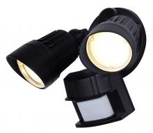 Canarm HO-01-02S-BK - LED Security 2 Heads Lights, 20W, 3000K, 1600 Lumens, 180 Degree Detection Zone, Up to 70'