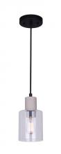 Canarm IPL643B01BKY - ARNO, MBK + Grey (Cement) Color, 1 Lt Cord Pendant, Clear Glass, 60W Type A
