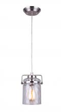 Canarm IPL707A01BN - ARDEN, 1 Lt Cord Pendant, Watermark Glass, 100W Type A, 5 .5 IN W x 10 - 58 IN H