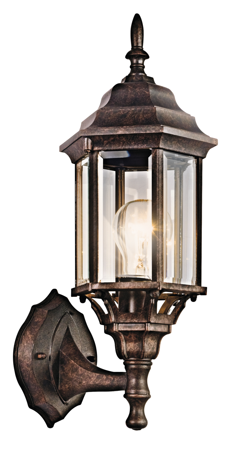 Chesapeake 17" 1 Light Outdoor Wall Light with Clear Beveled Glass in Tannery Bronze