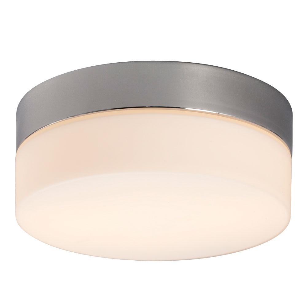 Flush Mount Ceiling Light - in Polished Chrome finish with Satin White Glass