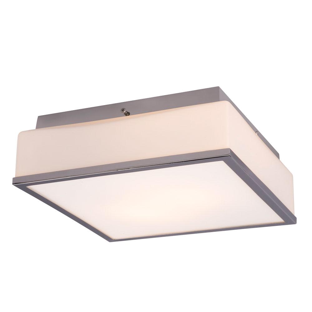 LED Square Flush Mount Ceiling Light - in Polished Chrome finish with Opal White Glass