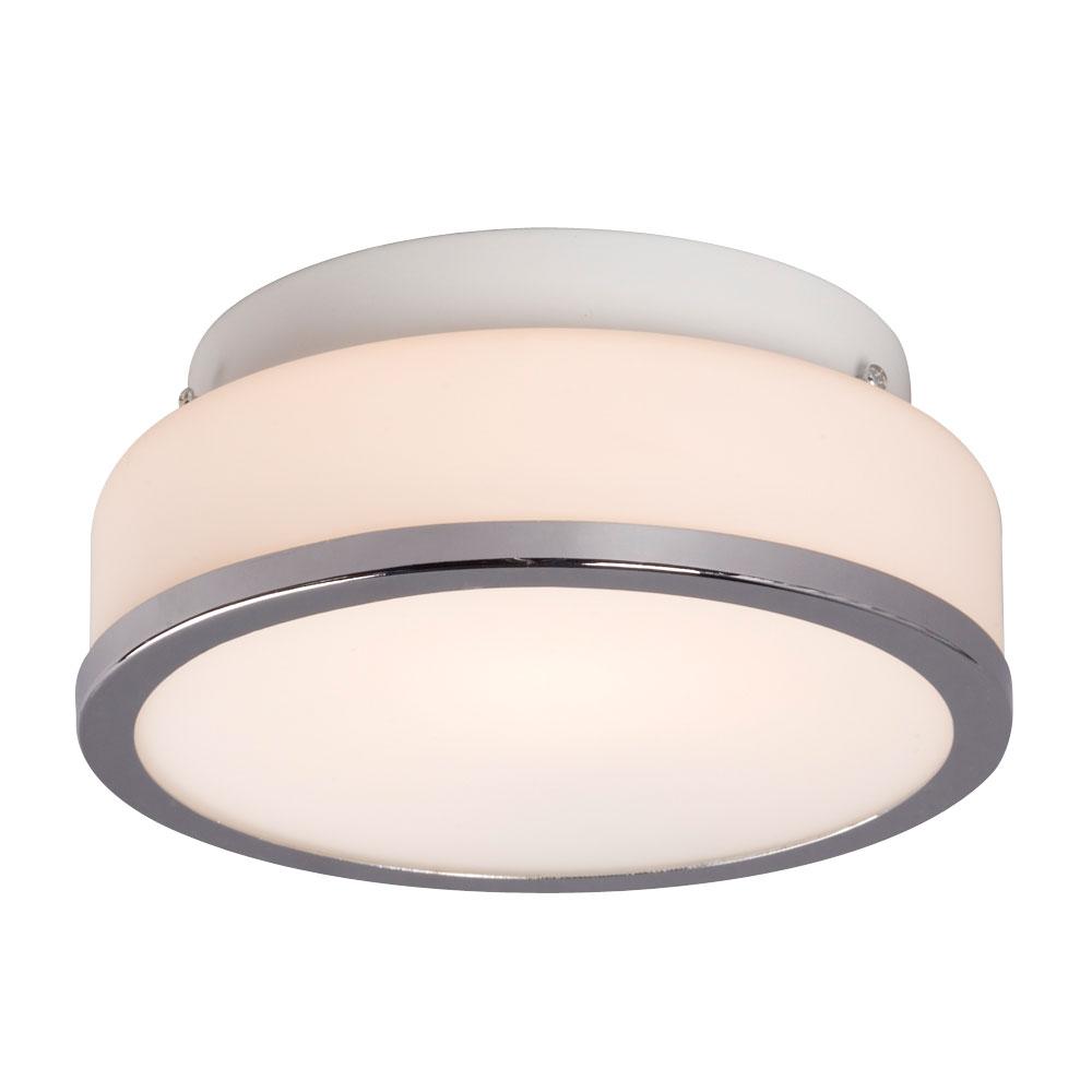 LED Flush Mount Ceiling Light - in Polished Chrome finish with White Glass