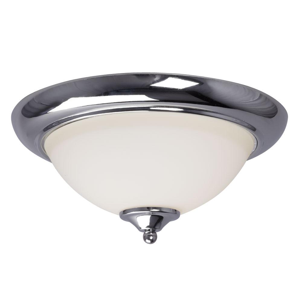 13" Chrome 2L Ceiing Fixture with White Glass