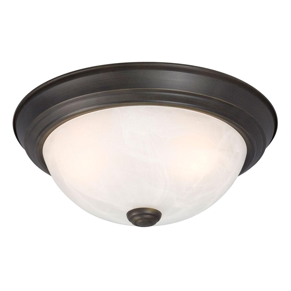 LED Flush Mount Ceiling Light - in Oil Rubbed Bronze finish with Marbled Glass