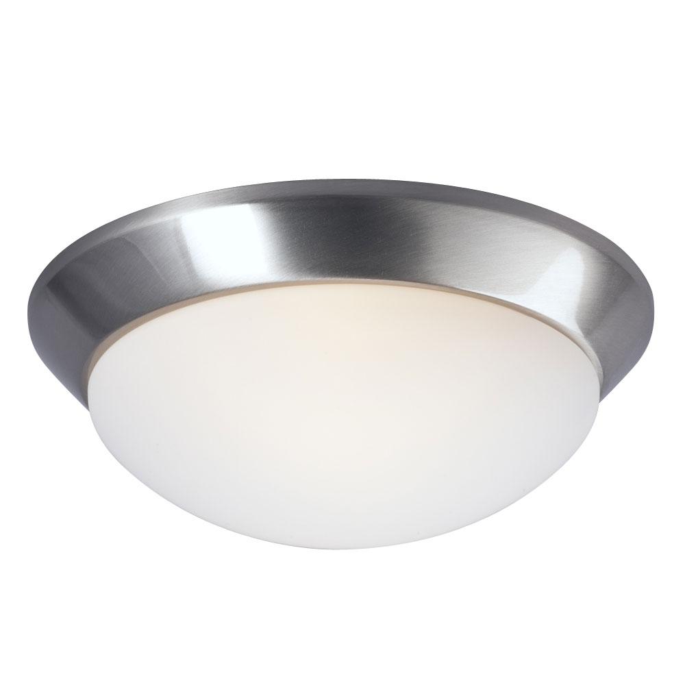 Flush Mount Ceiling Light - in Brushed Nickel finish with White Glass