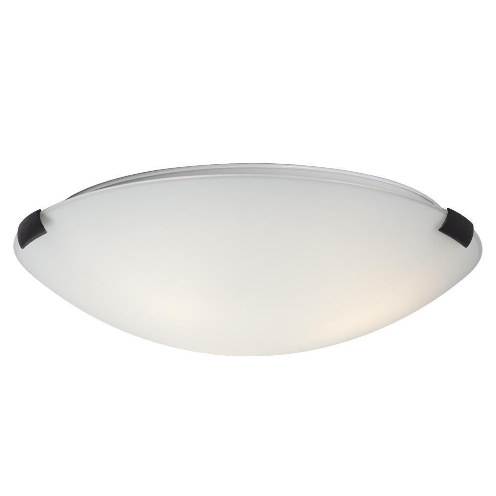 16" Flush Mount Ceiling Light - Oil Rubbed Bronze Clips with White Glass