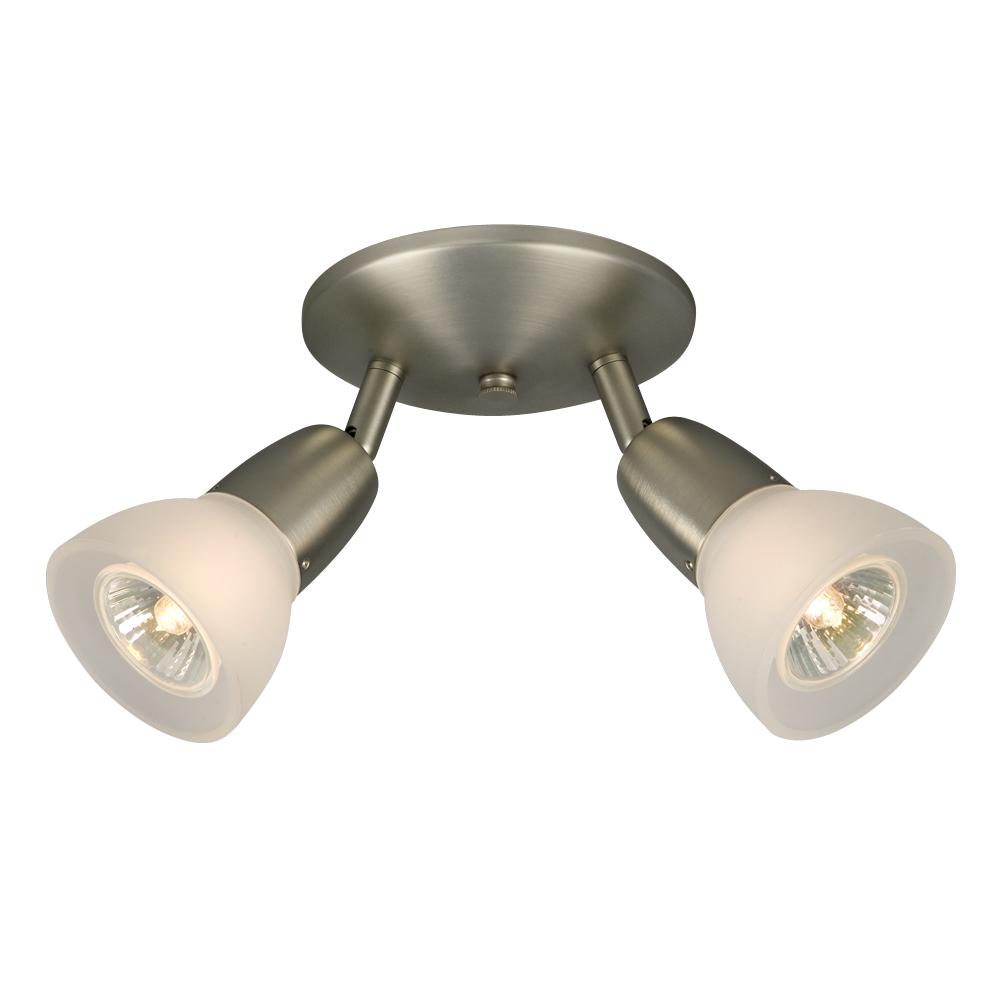 Two Light Halogen Monopoint - Brushed Nickel w/ Frosted Glass
