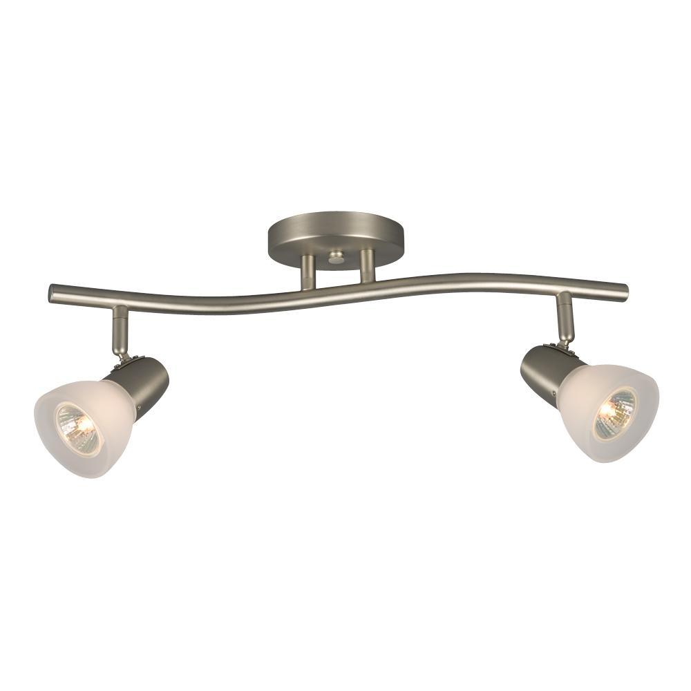 Two Light Halogen Track Light  - Brushed Nickel w/ Frosted Glass