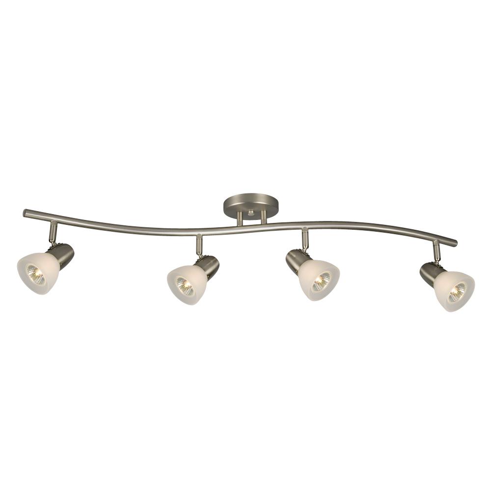 Four Light Halogen Track Light - Brushed Nickel w/ Frosted Glass