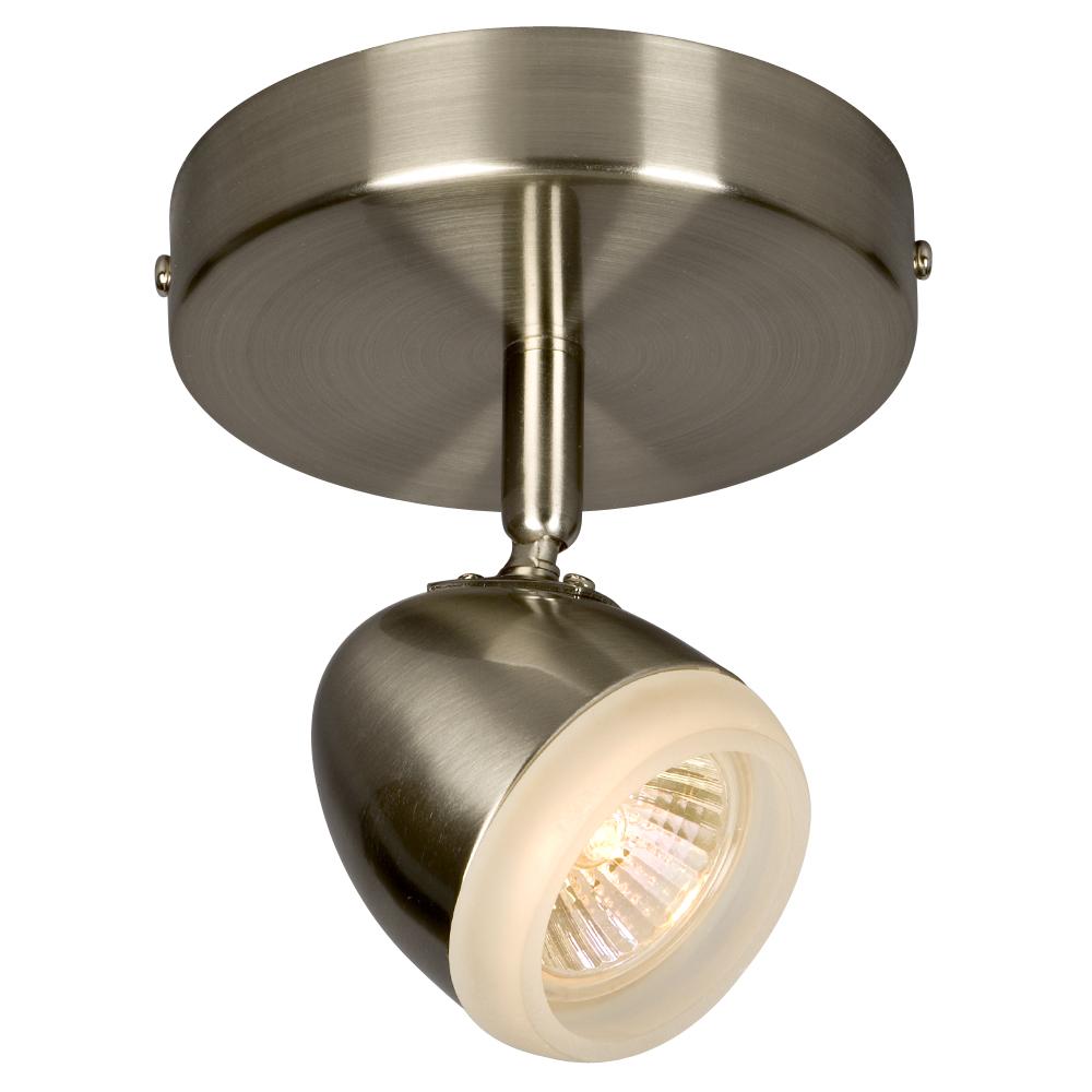 Single Halogen Monopoint - Brushed Nickel w/ Frosted White Glass