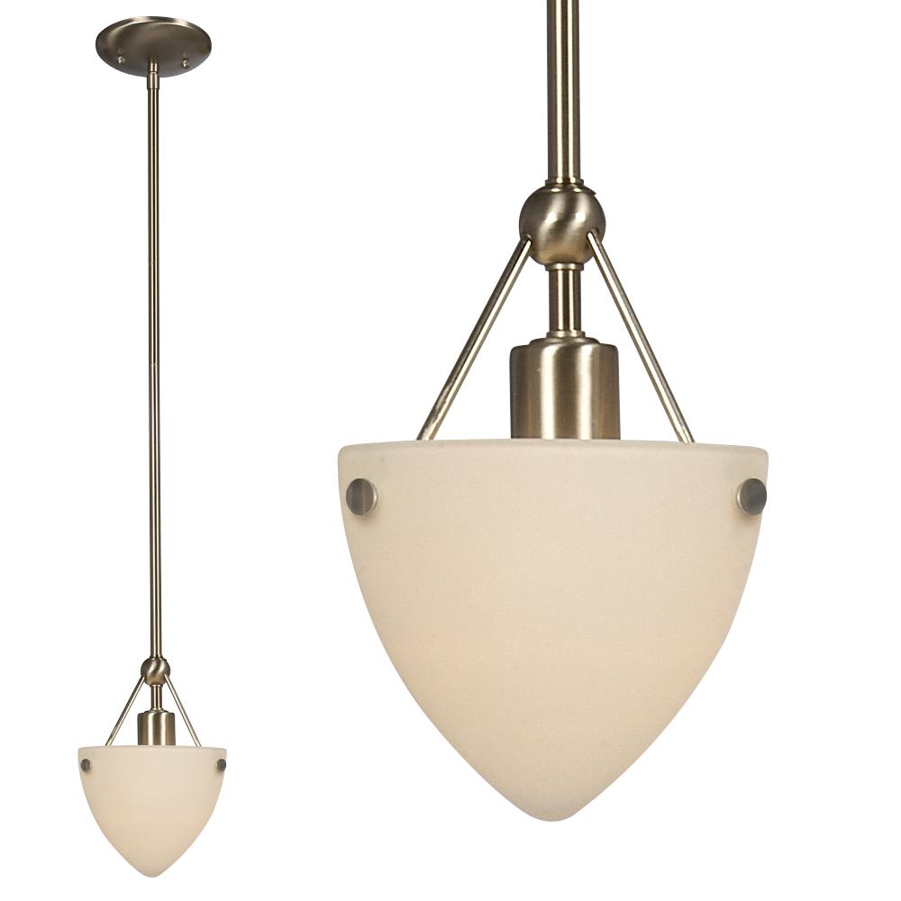 Mini Pendant w/6",10", 2x15" Extension Rods - Brushed Nickel w/ Frosted White Glass