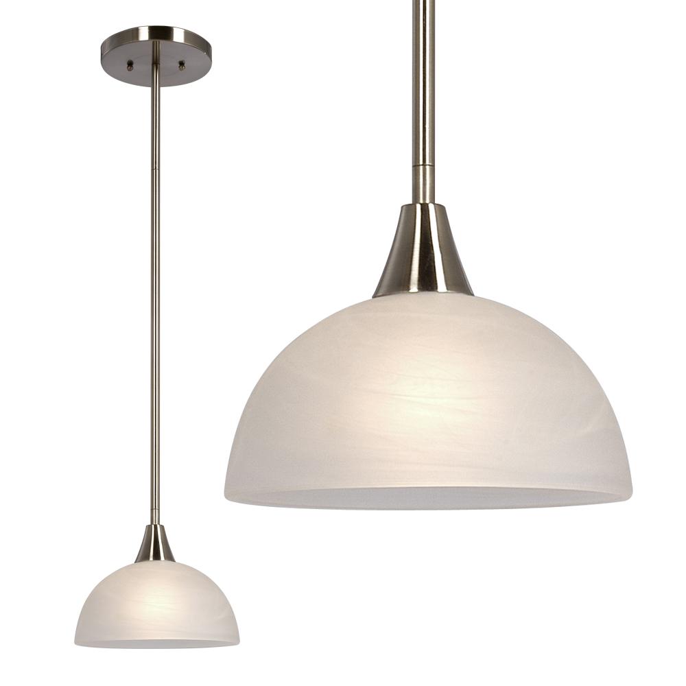 Mini Pendant w/6",12",18" Extension Rods - Brushed Nickel w/ Marbled Glass