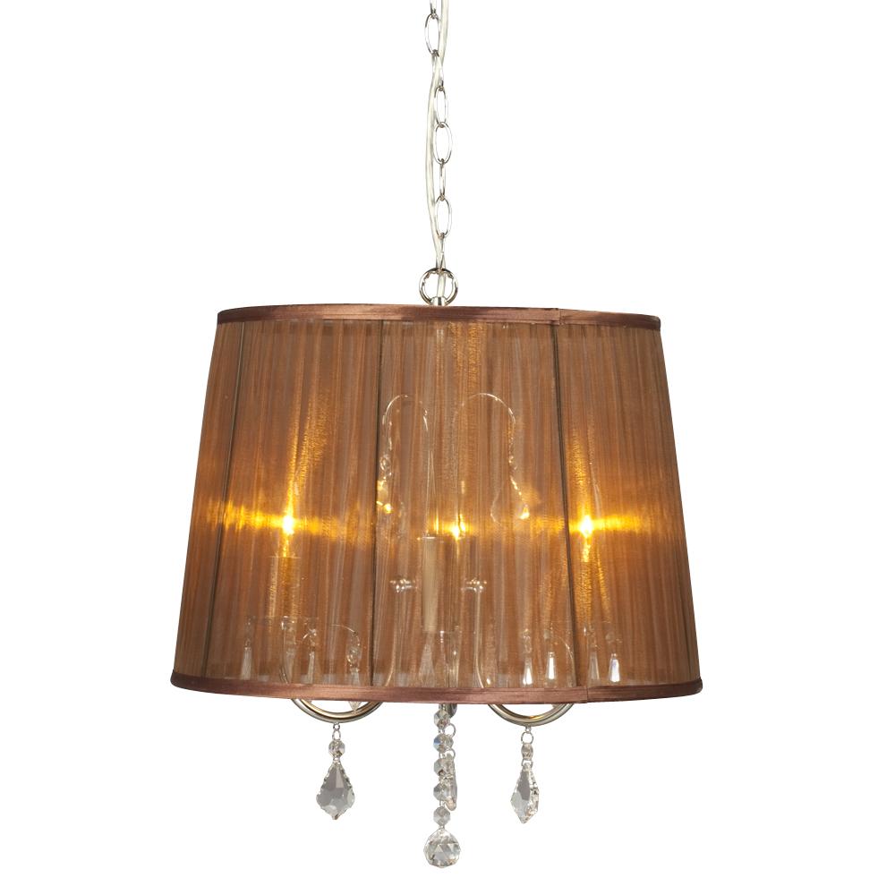Pendant - Chrome with Brown Shade