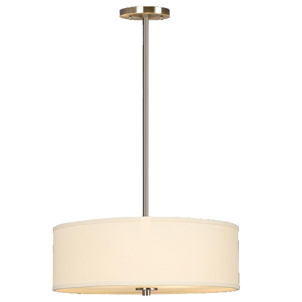 Pendant w/6",12",18" Extension Rods - Brushed Nickel with Off-White Linen Shade