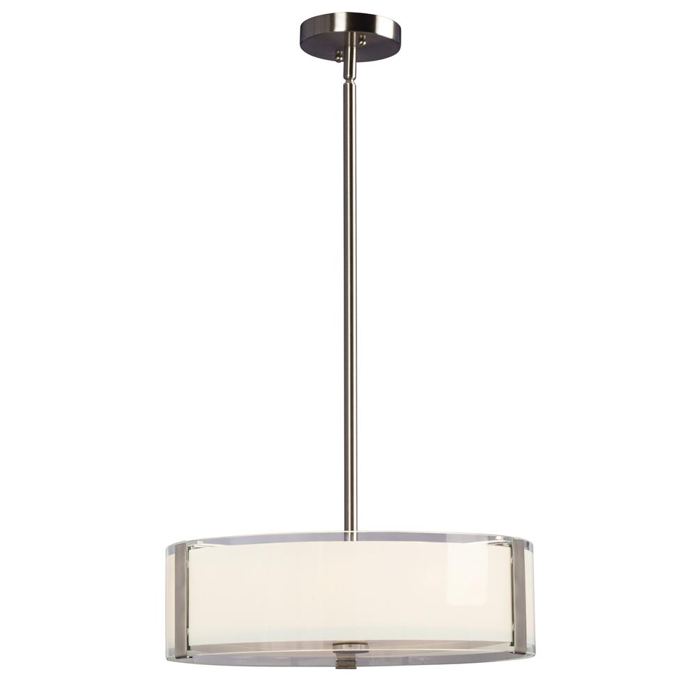 4-Light Pendant - Brushed Nickel with White Opal/Clear Glass (incl. 6", 12" & 18" Extens