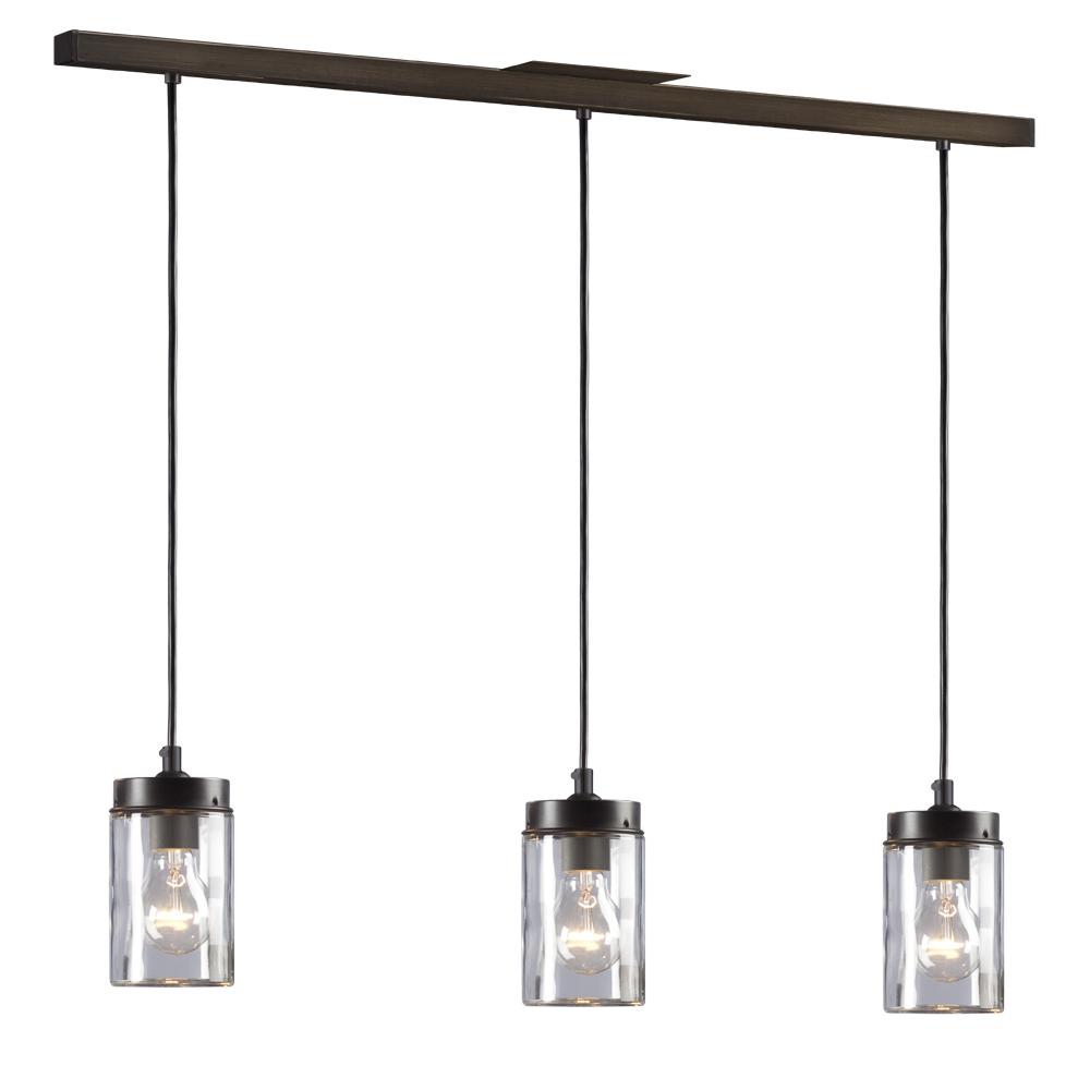 3-Light Island Light Pendant - in Oil Rubbed Bronze finish with Clear Glass Shade