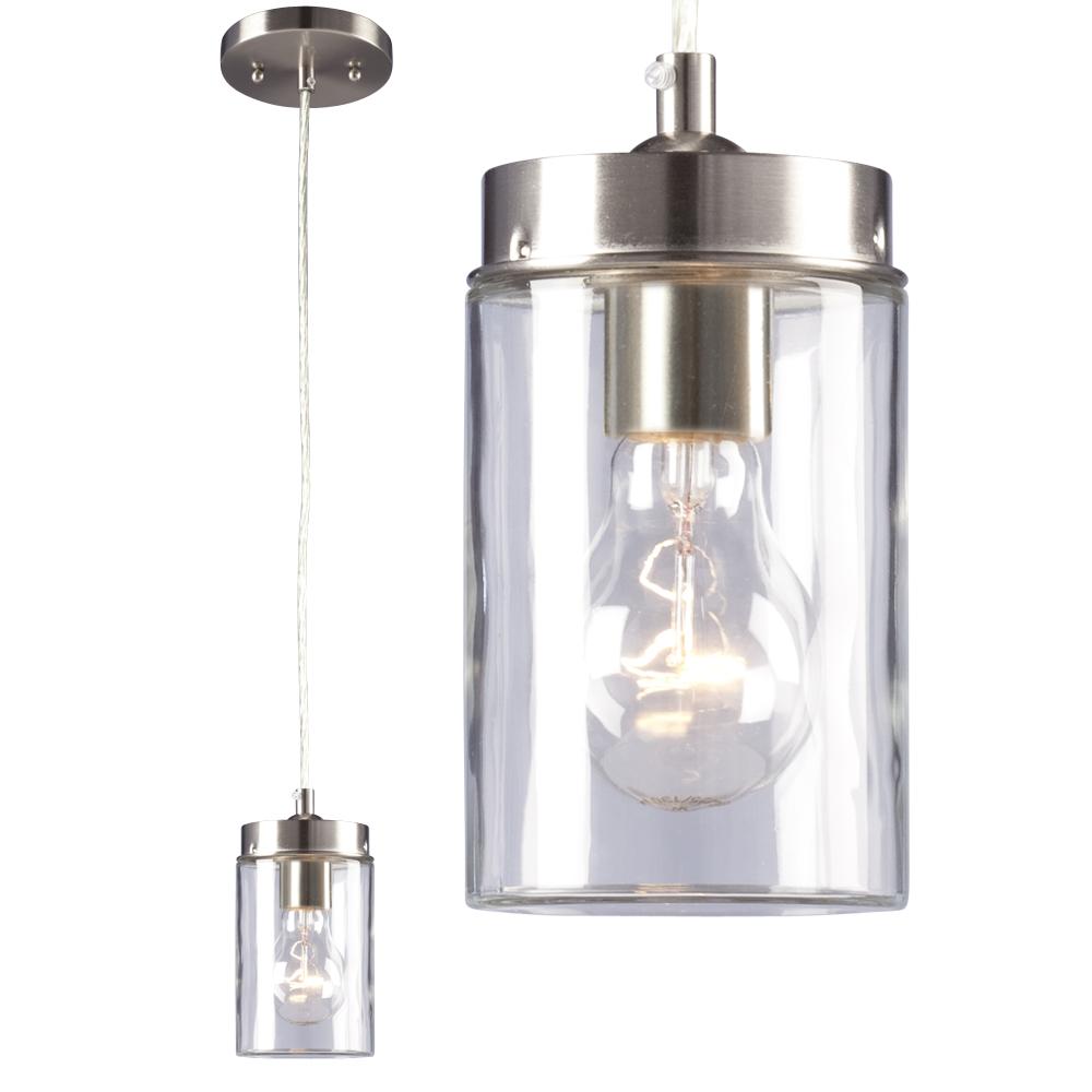 1-Light Mini-Pendant - in Brushed Nickel finish with Clear Glass Shade